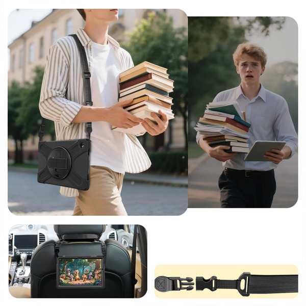 Etui do Samsung Galaxy Tab A11 Plus 10.9 2025 - Pancerne z szybką, uchwytem i paskiem