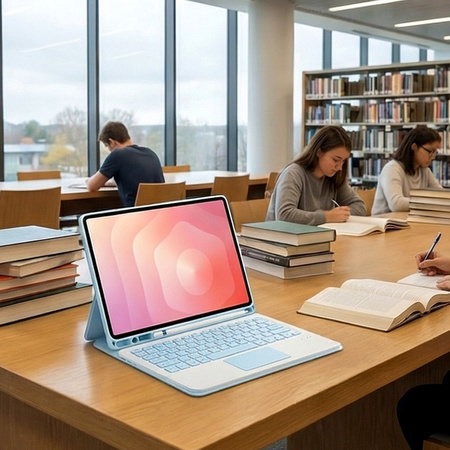 Etui i KLAWIATURA touchpad do Samsung Galaxy S11 X730 X736 uchwyt na rysik, niebieskie