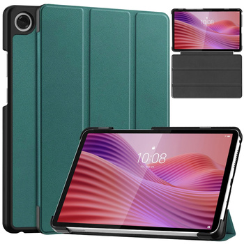 Etui Smart do Lenovo Tab One 8.7 2025 TB305FU TB305XU, ochronne z podstawką - ciemnozielone