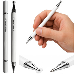 Precyzyjny rysik 2w1 z długopisem stylus pen do tabletu telefonu, biały