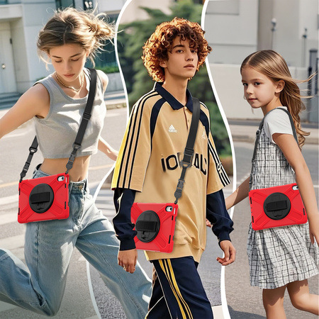 Etui Shockproof z uchwytem do Apple iPad 10.9 2022/11 A16 2025, czerwone