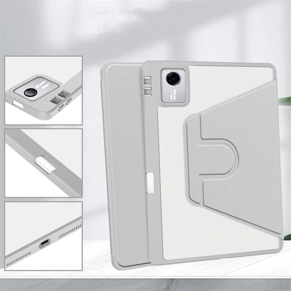 Etui Obrotowe Clear do Lenovo Idea Tab 11 2025, szare - ochronne z podstawką