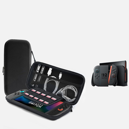 ZESTAW XXL 2x etui do Nintendo Switch 2 2025 szkło, 2x osłona, 4x nakładki, czarny