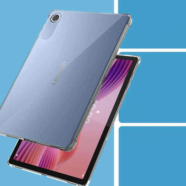 Etui Silikonowe do Lenovo Tab 10.1 2025, przezroczyste - ochronne z podstawką, dostęp do portów i przycisków
