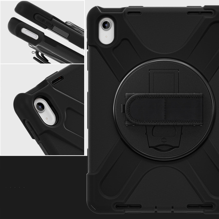 Etui Shockproof z uchwytem do Apple iPad 10.9 2022 / 11 A16 2025 / Apple iPad 10.9 / Apple iPad 11, czarne - ochronne