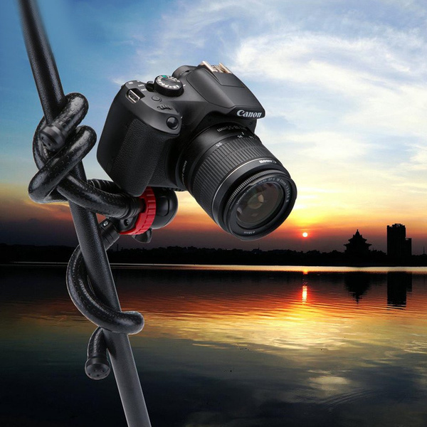 Uniwersalny elastyczny statyw tripod na telefon aparat GoPro gwint 1 / 4, czarny