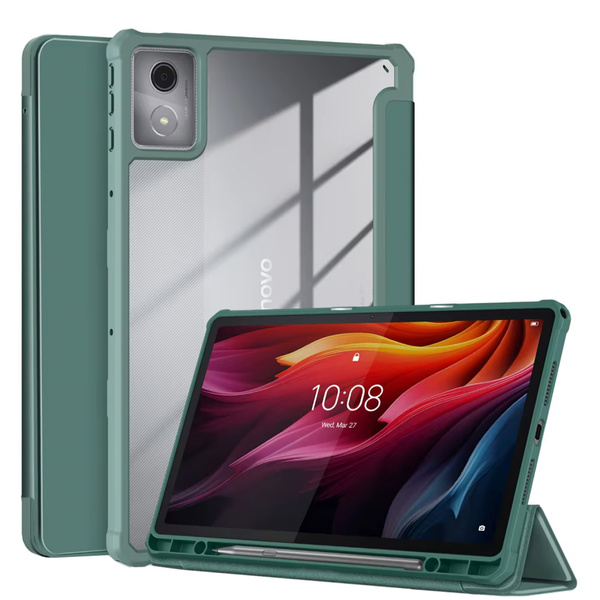 Etui z klapką Clear do Lenovo Tab K11 Plus 11.45 / Lenovo K11 Plus, zielone - ochronne z podstawką