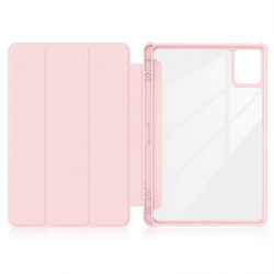 Etui z klapką Clear do Lenovo Tab K11 Plus 11.45 / Lenovo K11 Plus, różowe - ochronne z podstawką