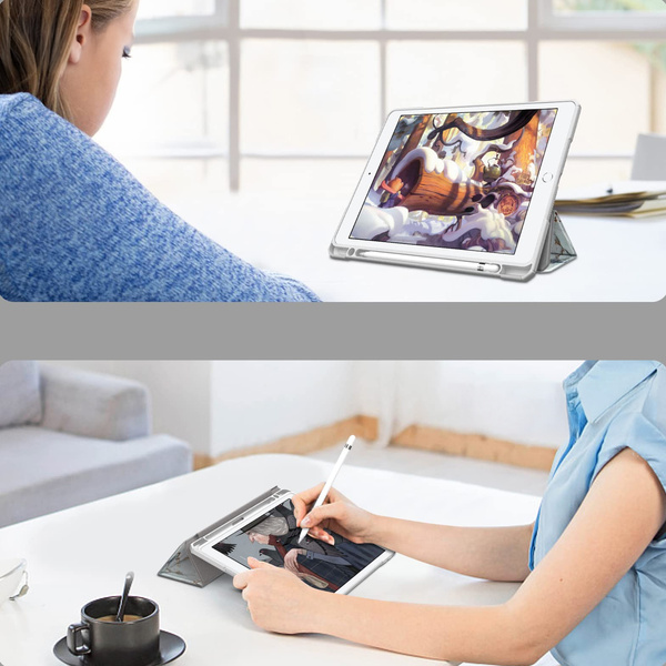 Etui Graficzne do Apple iPad 10.9 2022 Gen 10 / 11 2025 A16 Gen 11 z klapką, czarne - ochronne z podstawką