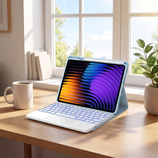 Etui z klawiaturą do Xiaomi Pad 7 / Pad 7 Pro 11.2 na rysik / Xiaomi Pad 7 Pro, niebieskie - ochronne z podstawką