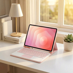 Etui z klawiaturą Bluetooth do Samsung Galaxy Tab A11+ Plus, różowe - ochronne z podstawką