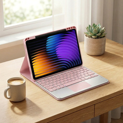 Etui z klawiaturą do Xiaomi Pad 7 / Pad 7 Pro 11.2 na rysik / Xiaomi Pad 7 Pro, różowe - ochronne z podstawką