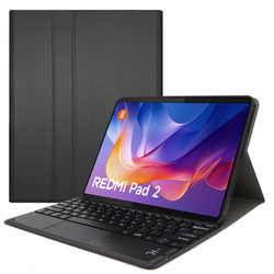 Etui z klawiaturą Bluetooth do Redmi Pad 2 11 2025, czarne - ochronne z podstawką, dostęp do portów i przycisków