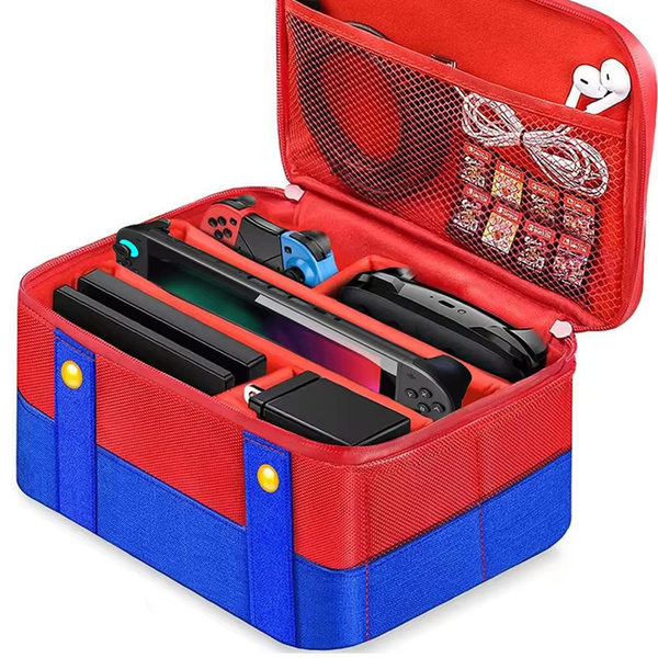 Etui Torba podróżna do Nintendo Switch 2 2025 z przegrodami wodoodporna, mario - ochronne z podstawką