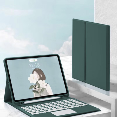 Etui pokrowiec z klawiaturą touchpad do iPad Pro 11 Gen 5 M4 2024, zielone