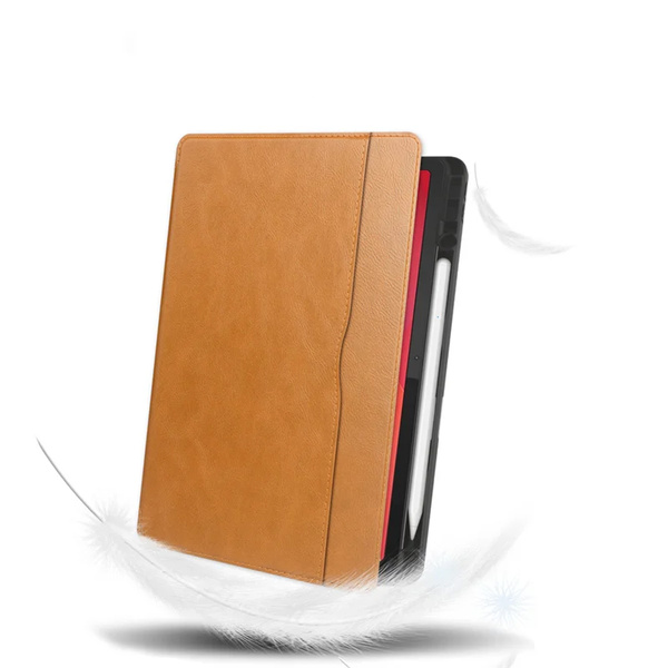 Etui skórzane z kieszeniami do Lenovo Tab M11 10.95, brązowe - ochronne z podstawką, dostęp do portów i przycisków