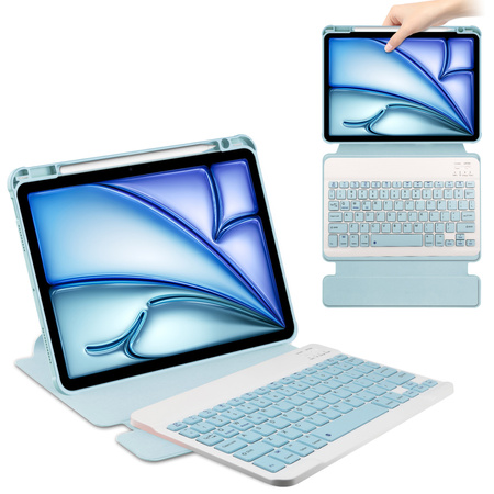 Etui 360 i KLAWIATURA do Apple iPad Air 11 M3 2025 / Air 11 M2 2024 GEN 7 6, niebieskie