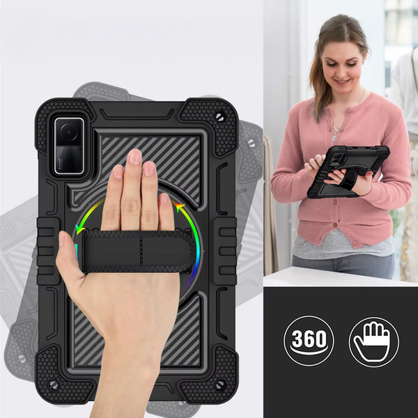 Etui pancerne z uchwytem Shockproof do Xiaomi Redmi Pad SE 2023 11 / Redmi Pad SE 11, czarne - ochronne