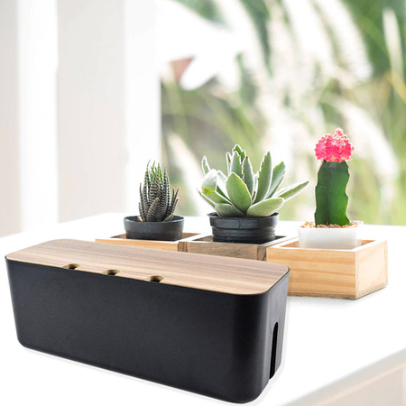 DUŻE Pudełko drewniane organizer maskownica na kable i listwy przewody