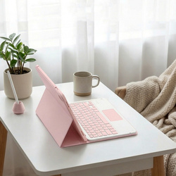 Etui z klawiaturą Bluetooth do Samsung Galaxy Tab A11+ Plus, różowe - ochronne z podstawką