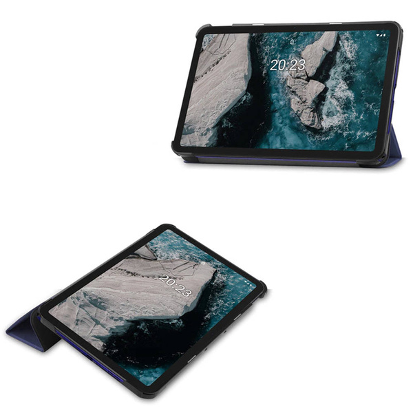 Etui Smart Case do Nokia T20, czarne - ochronne z podstawką, dostęp do portów i przycisków