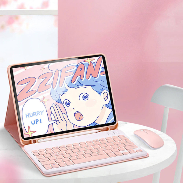 Etui z klawiaturą Bluetooth do Galaxy Tab S6 Lite 10, różowe - ochronne z podstawką