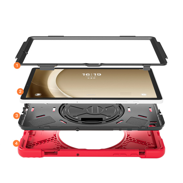 Etui Shockproof do Samsung Galaxy Tab A9 Plus 11 2023 X210 X215 X216, czerwone - ochronne z podstawką