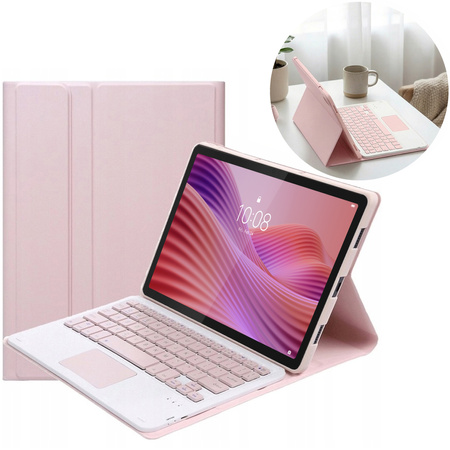 Etui z klawiaturą touch do Lenovo Tab 10.1 2025, różowe - ochronne z podstawką