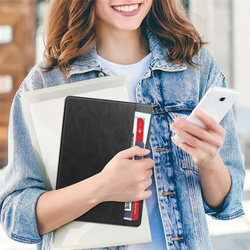 Etui skórzane z kieszeniami karty do Lenovo Tab M11 / M11 10.95, czarne - ochronne z podstawką