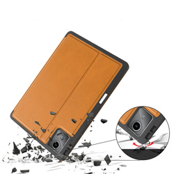 Etui skórzane z kieszeniami do Lenovo Tab M11 10.95, brązowe - ochronne z podstawką, dostęp do portów i przycisków