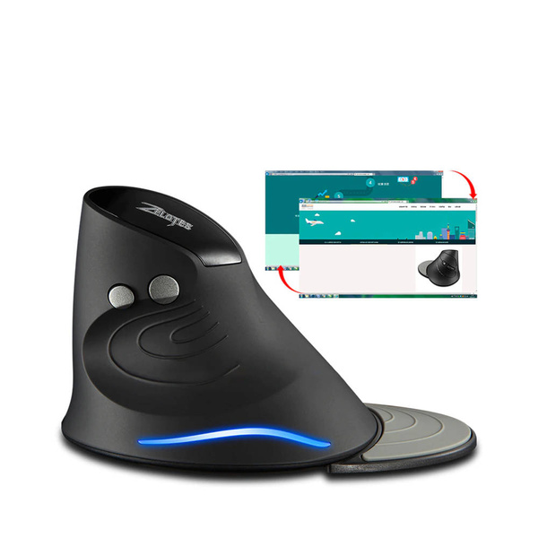 Myszka pionowa ergonomiczna do komputera bezprzewodowa Zelotes F17 2400DPI