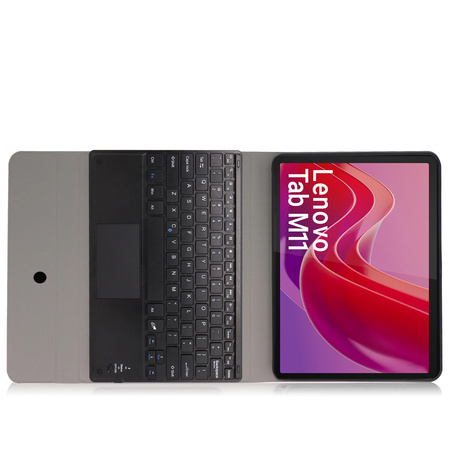 Etui z klawiaturą Bluetooth do Lenovo Tab M11, czarne - ochronne z podstawką, dostęp do portów i przycisków