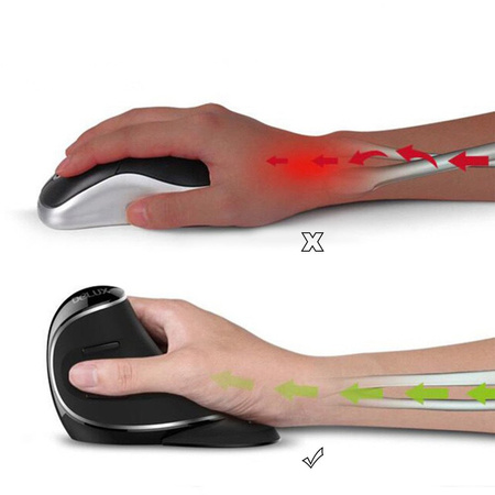 Ergonomiczna mysz komputerowa Delux M618 Silver – pionowa mysz z podstawką pod nadgarstek