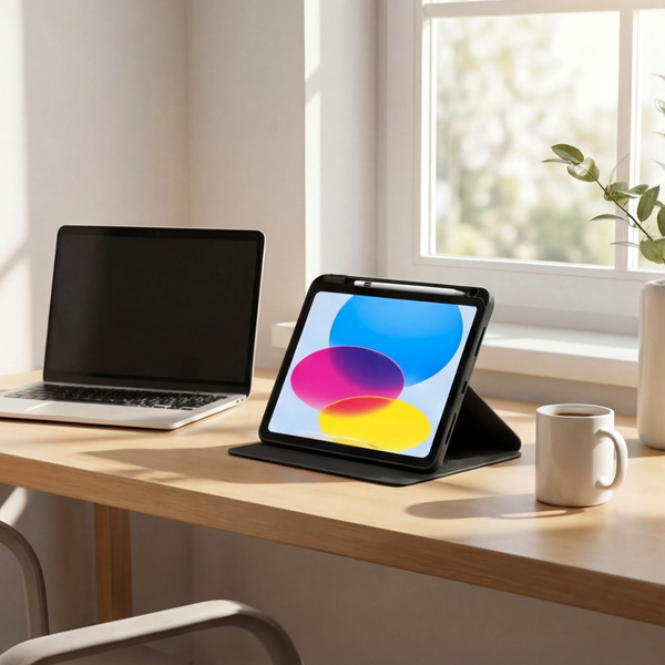 Etui Obrotowe Pencil do iPad 10.9 2022 Gen. 10 / 11 2025 A16 Gen. 11 Wake, czarne - ochronne z podstawką