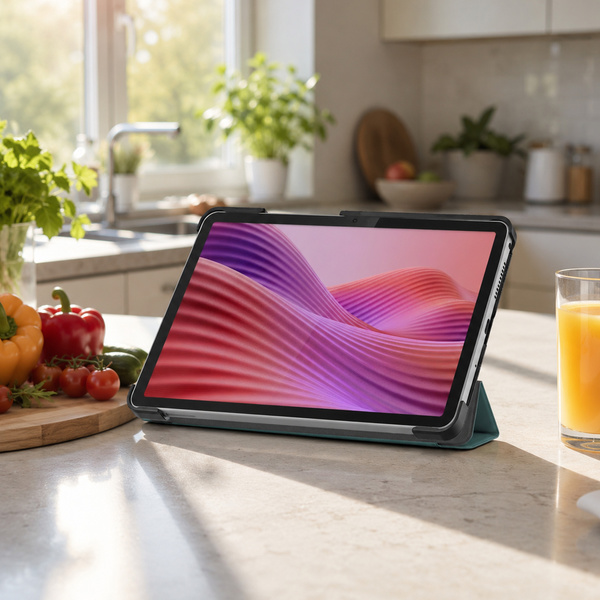 Etui Smart do Lenovo Tab One 8.7 2025 TB305FU TB305XU, ochronne z podstawką - ciemnozielone