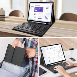 Etui z klawiaturą Bluetooth do Redmi Pad 2 Pro 2025, czarne - ochronne z podstawką, dostęp do portów i przycisków