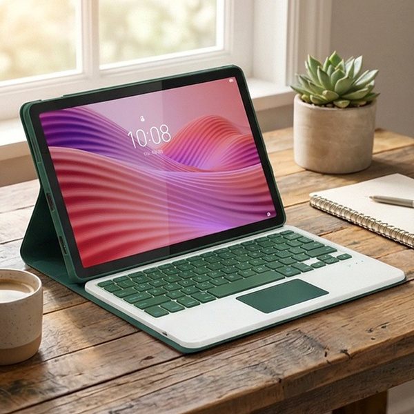 Etui z klawiaturą touch do Lenovo Tab 10.1 2025, zielone - ochronne z podstawką