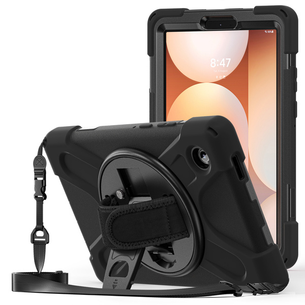 Etui pancerne do Galaxy Tab A11 X135 X133 A9 SM-X110/ SM-X115 ze szkłem - czarne