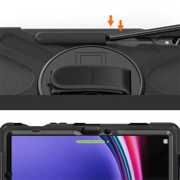 Etui Armor z uchwytem do Galaxy Tab S9 / S10 FE / Galaxy Tab X716B / Galaxy Tab X510, czarne - ochronne z podstawką