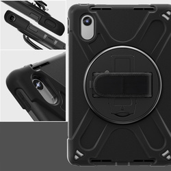 Etui Shockproof z uchwytem do Lenovo Tab M11 10.95, czarne - ochronne z podstawką, dostęp do portów i przycisków