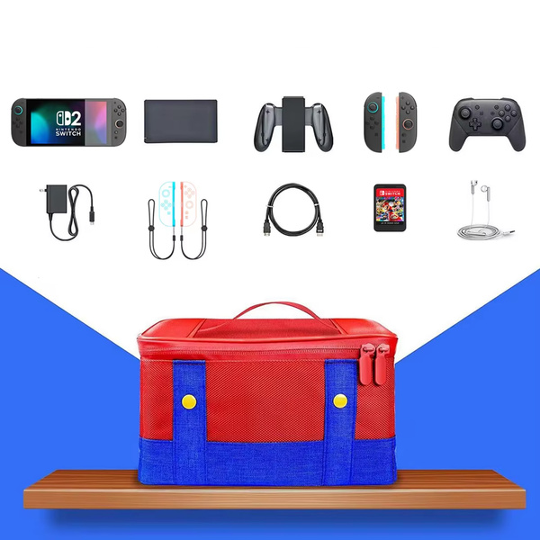 Etui Torba podróżna do Nintendo Switch 2 2025 z przegrodami wodoodporna, mario - ochronne z podstawką