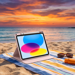 Etui Obrotowe Pencil do iPad 10.9 2022 Gen. 10 / 11 2025 A16 Gen. 11 Wake, różowe - ochronne z podstawką