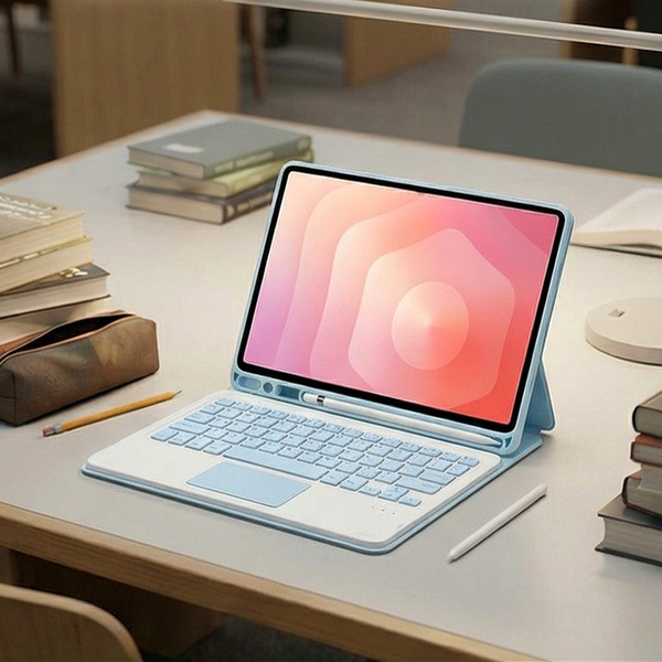 Etui z klawiaturą Bluetooth do Samsung Galaxy Tab A11+ Plus, niebieskie - ochronne z podstawką