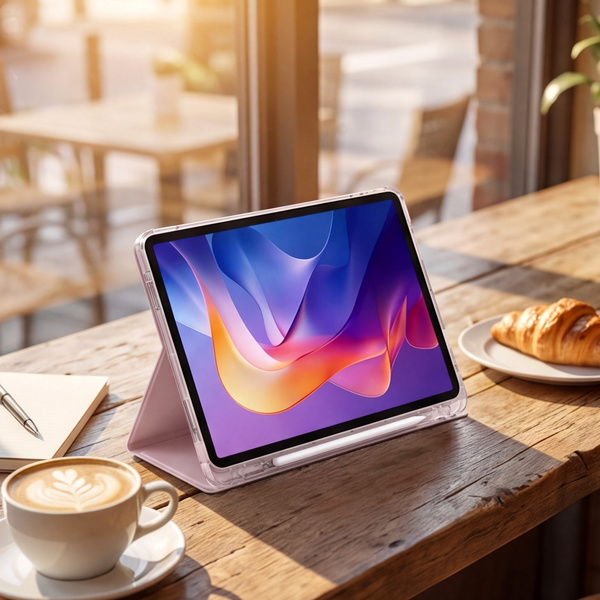 Etui do Xiaomi Redmi Pad 2 11 2025 - przezroczyste z miejscem na rysik i podstawką, różowe