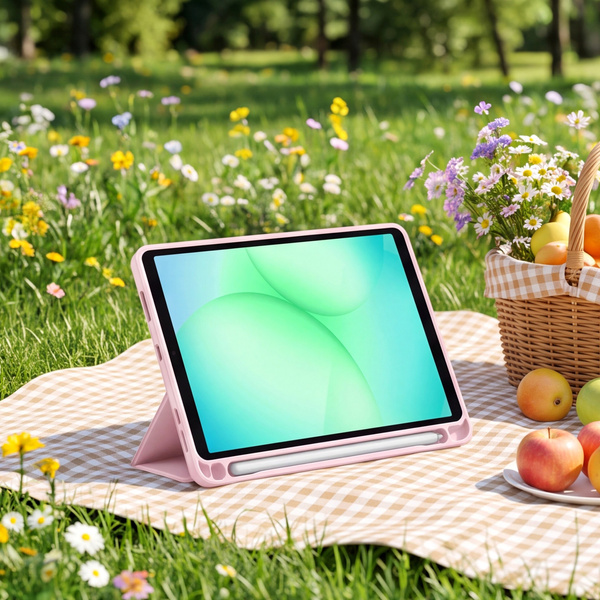 Etui Clear Pencil do Galaxy Tab A11 X135/ X133 A9 SM-X110/ SM-X115, uchwyt na rysik, różowe