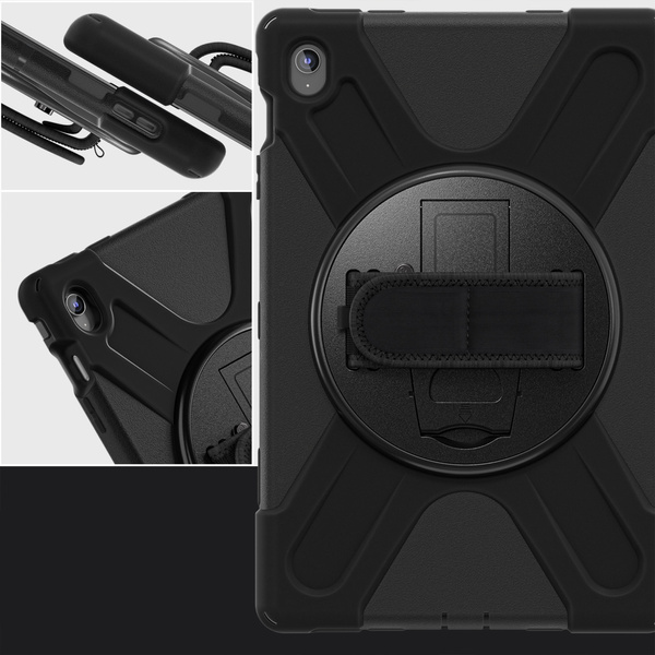 Etui do Samsung Galaxy Tab S10 FE Plus / S10 FE+ 13.1 Pancerne z szybką, uchwytem i paskiem