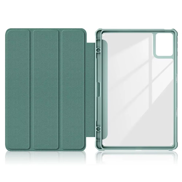Etui z klapką Clear do Lenovo Tab K11 Plus 11.45 / Lenovo K11 Plus, zielone - ochronne z podstawką
