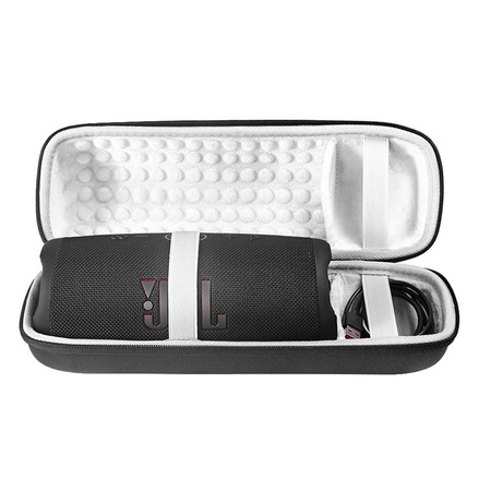 Etui Zestaw + z paskiem do Jbl Charge 5 podróżne karabińczyk / Charge 5, czarne - ochronne z podstawką