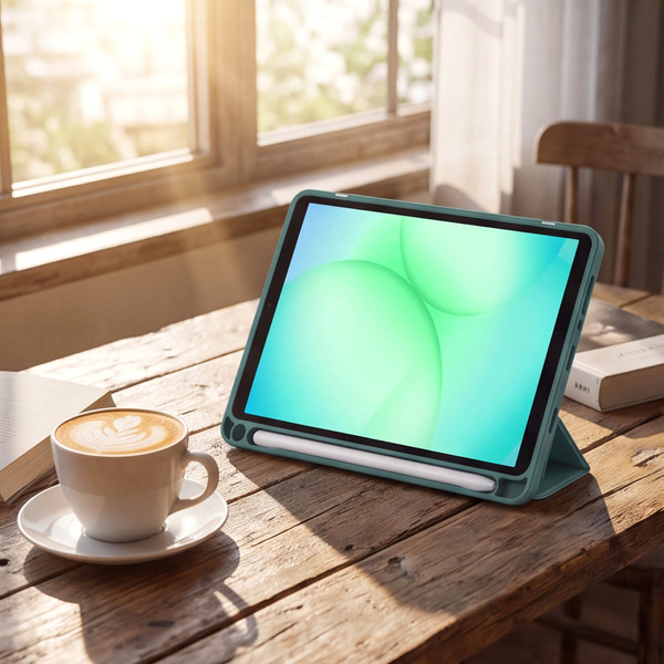 Etui Clear Pencil do Galaxy Tab A11+ 10.9 2025 X230/ X235/ X236 A9+ SM-X215/ X216, ciemnozielone