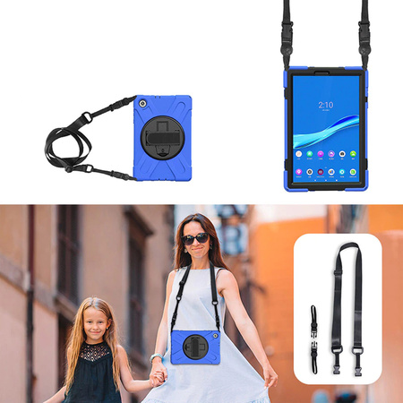 Etui Armor Strap z paskiem do Lenovo Tab M11 10.95 TB330FU TB330XU TB331FC, granatowe